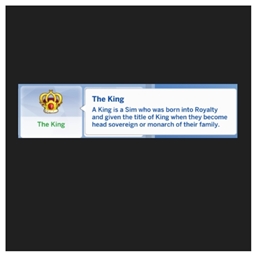 The king's trait by kiarasims4mods Spanish translation