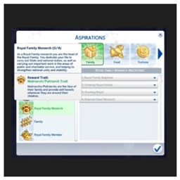 Royal Family Monarch Aspiration by kiarasims4mods Spanish translation
