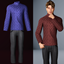 Knitted sweater with a pattern and plaid trousers logo