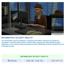 Career Analyst  Security  by Kiarasims4mods Portuguese translation logo