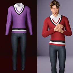 Mens classic pullover with shirt and trousers