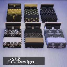 Bed with elegant black bedding