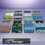 Bed with assorted green bedding logo