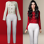 Stylish short jacket and white jeans logo