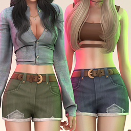 Aurum - maxis match denim shorts logo