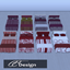 Bed with assorted red bedding logo