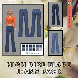 High Rise Flare Jeans- Studio Plumbob logo