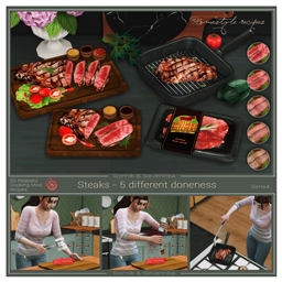 Steaks - 5 different degrees of doneness by Somik_Severinka Spanish translation