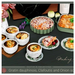 French onion soup, dauphinois gratin and clafoutis - "French cuisine"by somik_severinka Spanish Translation