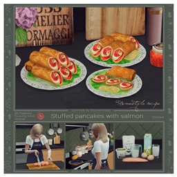 Pancakes Stuffed with Salmon and Cream Cheese by somik_severinka Spanish translation