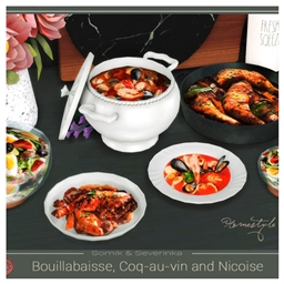 Bouillabaisse, Coq-au-vin and Nicoise - "French Cuisine" by somik_severinka English translation