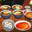 Bibimbap, Kimchi and Tteokbokki - set "Korea" logo