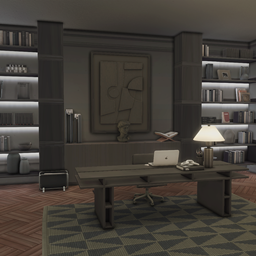 🖤 Sleek Black Home Office + Bar Room – Sims 4 Room 🖤