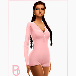 Woman Half-Button Romper - Rose - Version 1