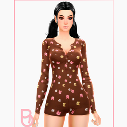 Woman Half-Button Romper - Rose - Version 2