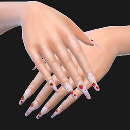 Long nails with strawberry & bunny stickers logo