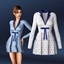 Dress with a short flared polka dot skirt & Bow & Collar logo