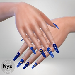 Long nails with moon & stars stickers logo