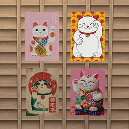 🐾 Lucky Cat Wall Set – 4 Maneki-Neko Posters for Prosperous Vibes 🧧✨ logo