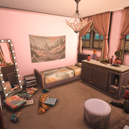 Cute Lilac And Pink Girls Bedroom NO CC