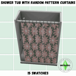 Shower Tub With Random Pattern Curtains logo