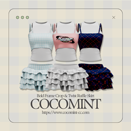 [cocomint] Bold Frame Crop & Twist Ruffle Skirt logo