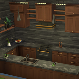 Dark Wood Galley Kitchen