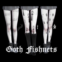 Gothic Goth Printed Fishnet Tights Multi Bundle logo