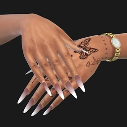 French ombre long round nails logo