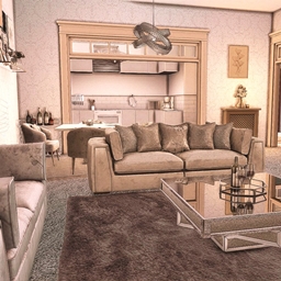 Crushed Velvet Glam Living Room