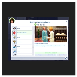 📢📰 Nursing Home Assistant Career [No Advancement] 🧑‍⚕️👵 by kiarasims4mods — Spanish Translation ES ✨
