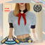 Chic Crop Top Ribbon Tie Pearl Brooch School Uniform logo