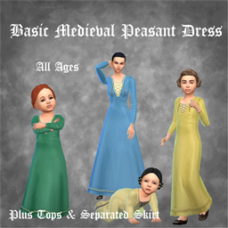 Basic Medieval Peasant Dress for all ages + tops, separated skirt logo