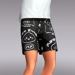 Patterned Shorts – Bun & Kanji Design (male) logo