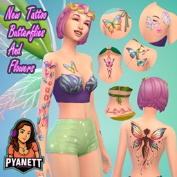 New butterfly and flower tattoo by Pyanett logo