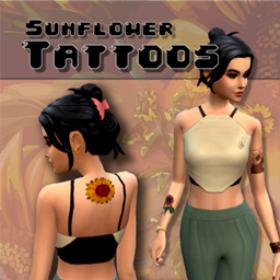 Sunflower tattoo set logo