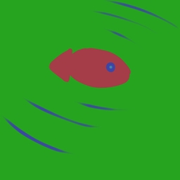 blue eyes red fish logo