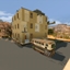 House in rubble with basement logo