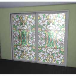 Flower Stained Glass HBD Double Sliding Glass Door logo
