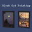Black cat painting logo