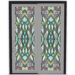 Floral Stained Glass HBD Short Sliding Glass Door