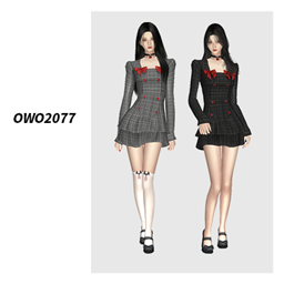 OWO2077 - Sweet Bow Tie Double Breasted Dress logo