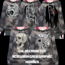 Punk Grey Acid Wash Graphic Hoodies logo