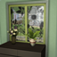 New flower etched window logo