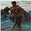 Couple poses ''My love'' logo
