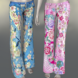 Floral motives jeans logo