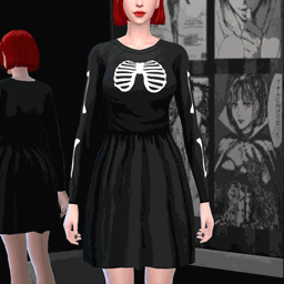 🖤 X-Ray Romance – Skeleton Print Long Sleeve Dress logo