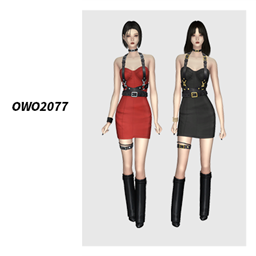 OWO2077 - Buckled Goth Leather Dress logo