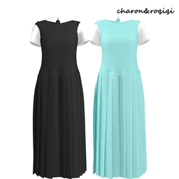 [charon&roqiqi]pleated long dress logo