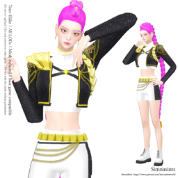 Rumi golden outfit + hair pin logo